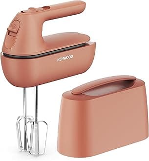 QuickMix Go HMP40.000RD, Portable Hand Mixer with Integrated Carrying Case, SureEject Release, Stainles Steel Beater and Kneaders Included, Measuring Spoon, 350W, Clay Red