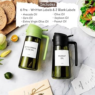 TrendPlain - Original 16oz/470ml Olive Oil Dispenser Bottle for Kitchen Gadgets and Air Fryer Accessories - Olive Oil Sprayer for Cooking w/Stickers - Sky Blue