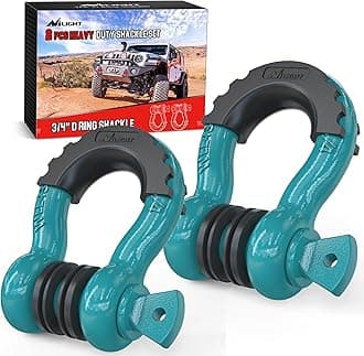 2 Pack 3/4" D-Ring Shackle with 7/8" Screw Pin 41,887lbs Break Strength, Heavy Duty Off Road Recovery Shackle with Isolators Washers for Use with Tow Strap, Winch, Off-Road Truck Vehicle
