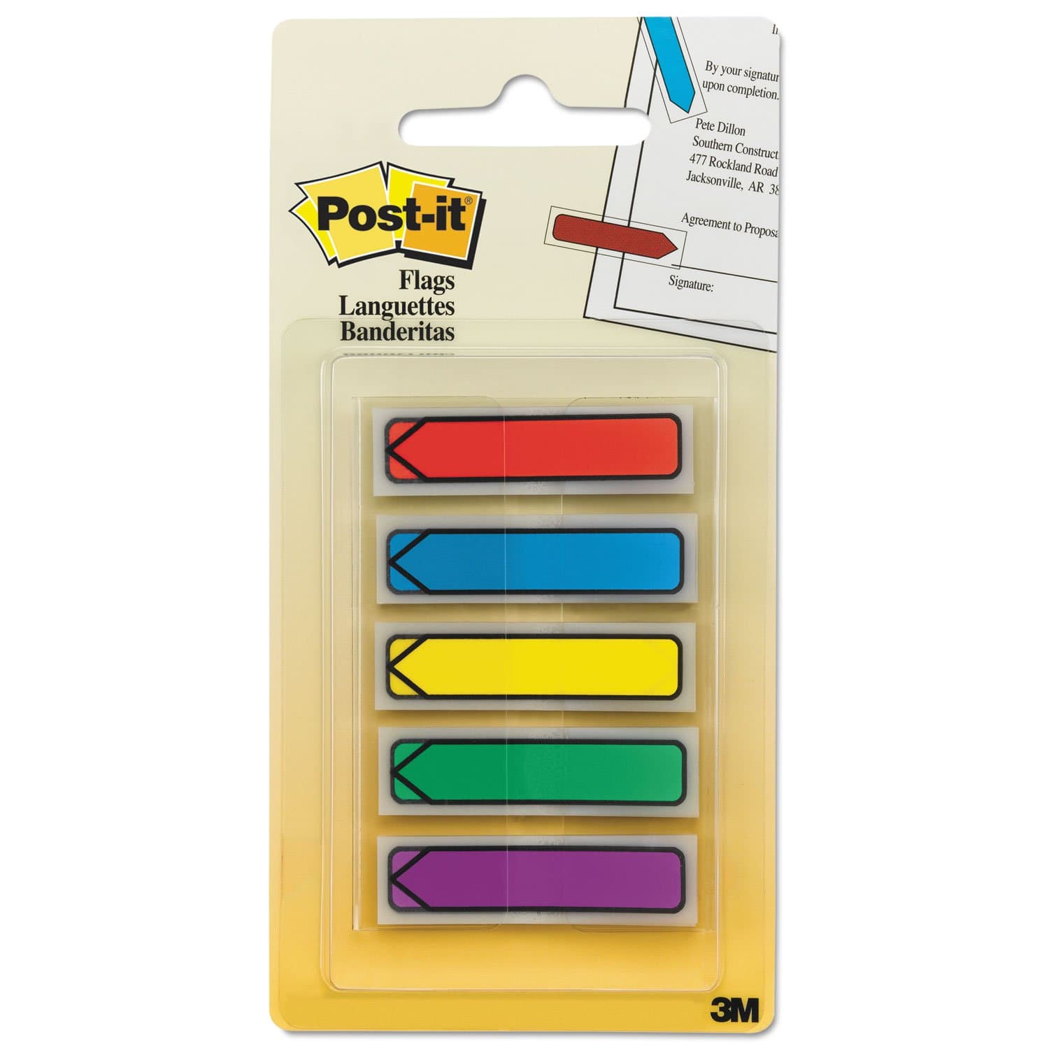 Flags 1/2" Arrow OTG Dispenser 1/2x1.7 in (11.9x43.2 mm), 5 colors/pack | Assorted colors | Mark, Highlight, color code | No damage | Page Markers | Book Tabs | Sticky Index | 20 flags/color
