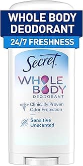 Whole Body Deodorant Stick for Women, Naturally Derived Ingredients, Unscented, Aluminum Free Deoderant Stick, 72 HR Odor Protection, 2.4 oz
