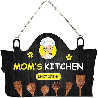 Artvibes Mom's Kitchen Printed MDF Wooden Wall Art For Cafe | Kitchen | Restaurants | Quotes Decor Item | Kitchen Quotes Wall Hanging | Wall Sculpture | Signs & Plaques | Gift Items (WH_3717N)