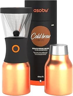 Asobu Coldbrew Portable Cold Brew Coffee Maker With a Vacuum Insulated 40oz Stainless Steel 18/8 Carafe Bpa Free (Copper)