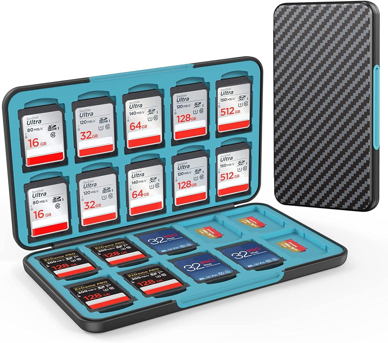 Memory Card Case for SD/TF Cards,Portable SD Card Holder Storage Case Compatible with 20 SDXC SDHC and 20 TF Cards Slots