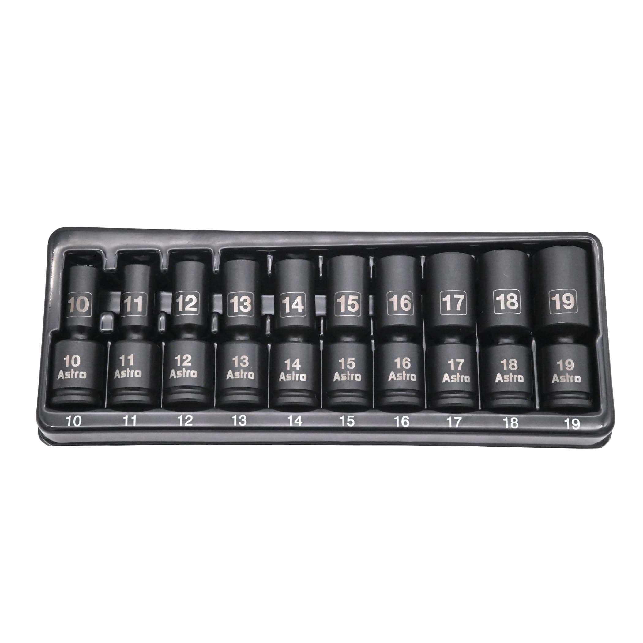 Astro Tools 78344M 10pc 3/8" Drive Mid-Length Pinless Universal Impact Sockets - Metric