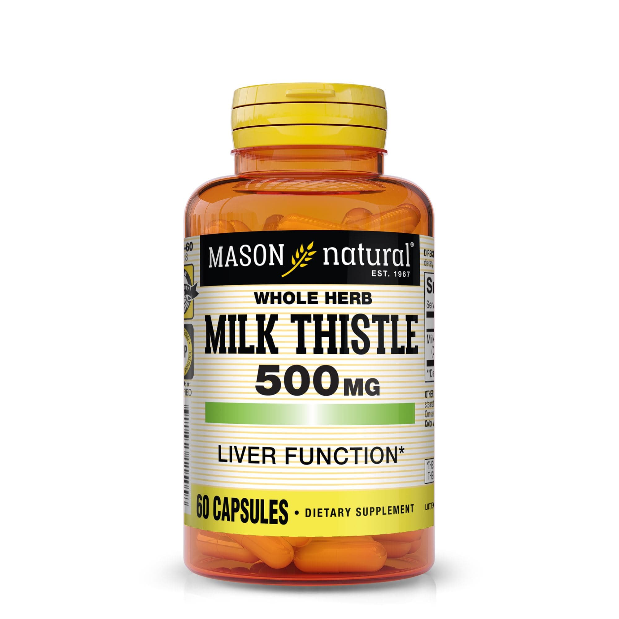 Milk Thistle 500 mg - Support Healthy Liver Function, Cleanse and Detox, Herbal Dietary Supplement, 60 Capsules