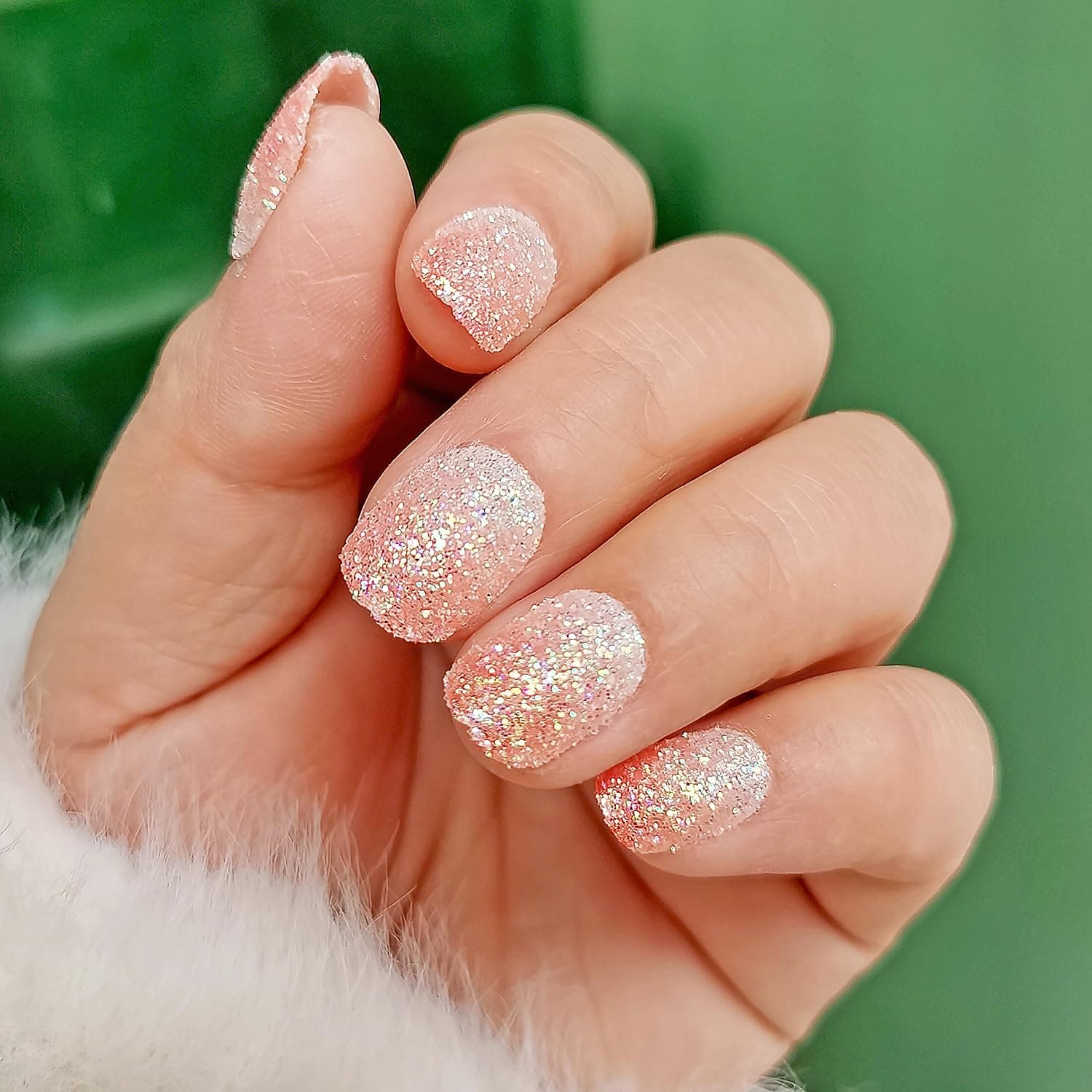 24 Pieces Kids Press on Nails Pre-glue Children False Nails Stick on Short Full Cover Artificial Fake Nails Holo Glitter Acrylic Nail Tips for Little Girls Gift Nail Art Designs