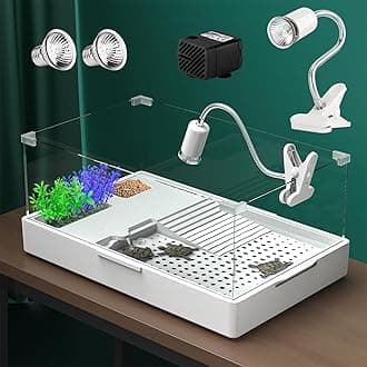 Geegoods Turtle Tank Kit with Light and Water Pump, Platform Plants for Pet Turtle Reptile Habitat (23.6"14.2"10.4")
