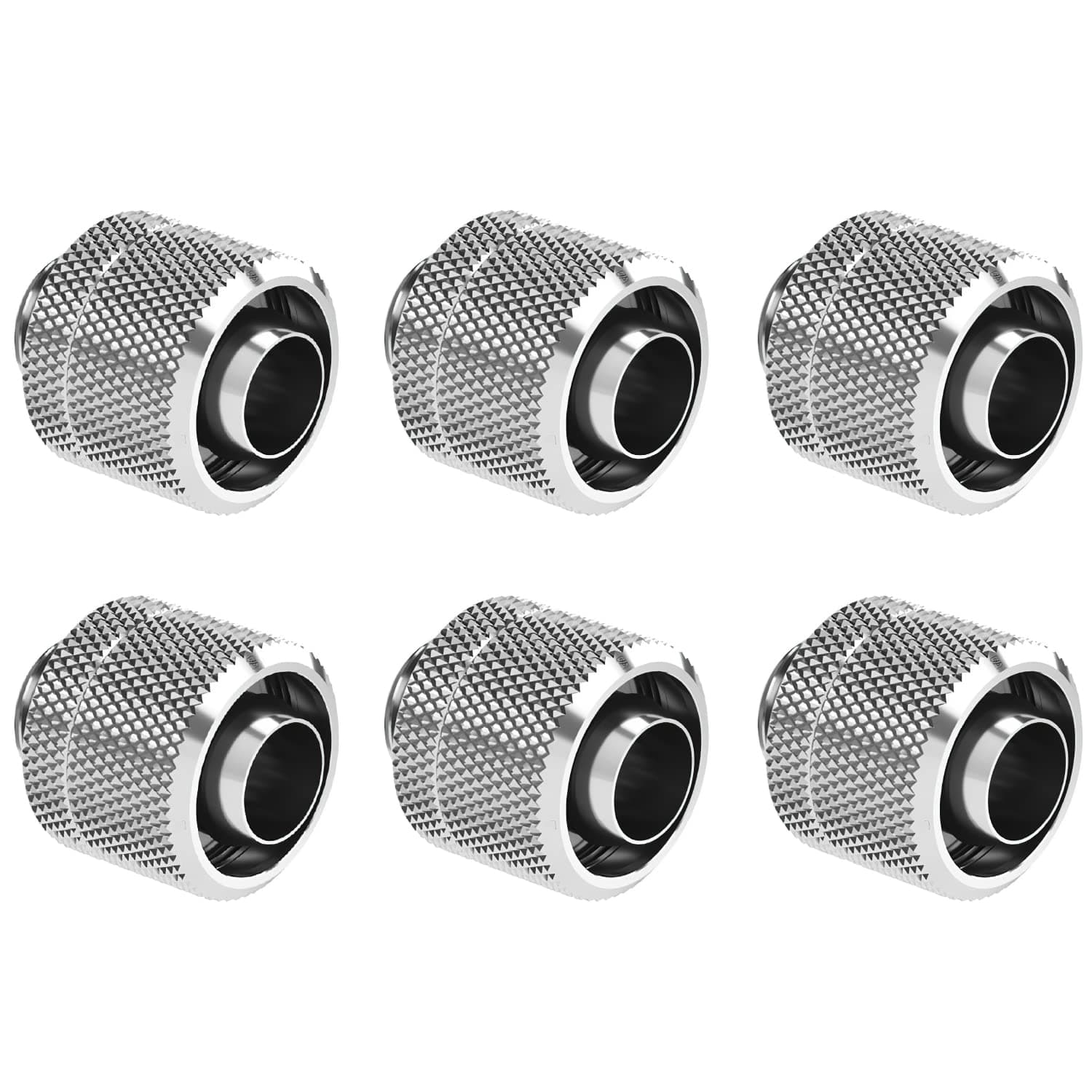 Dracaena.io 6 Pack G1/4" Thread to 3/8" ID, 1/2" OD Compression Fitting for Soft Tubing, Soft Tube Connectors for Computer Water Cooling System, Silver