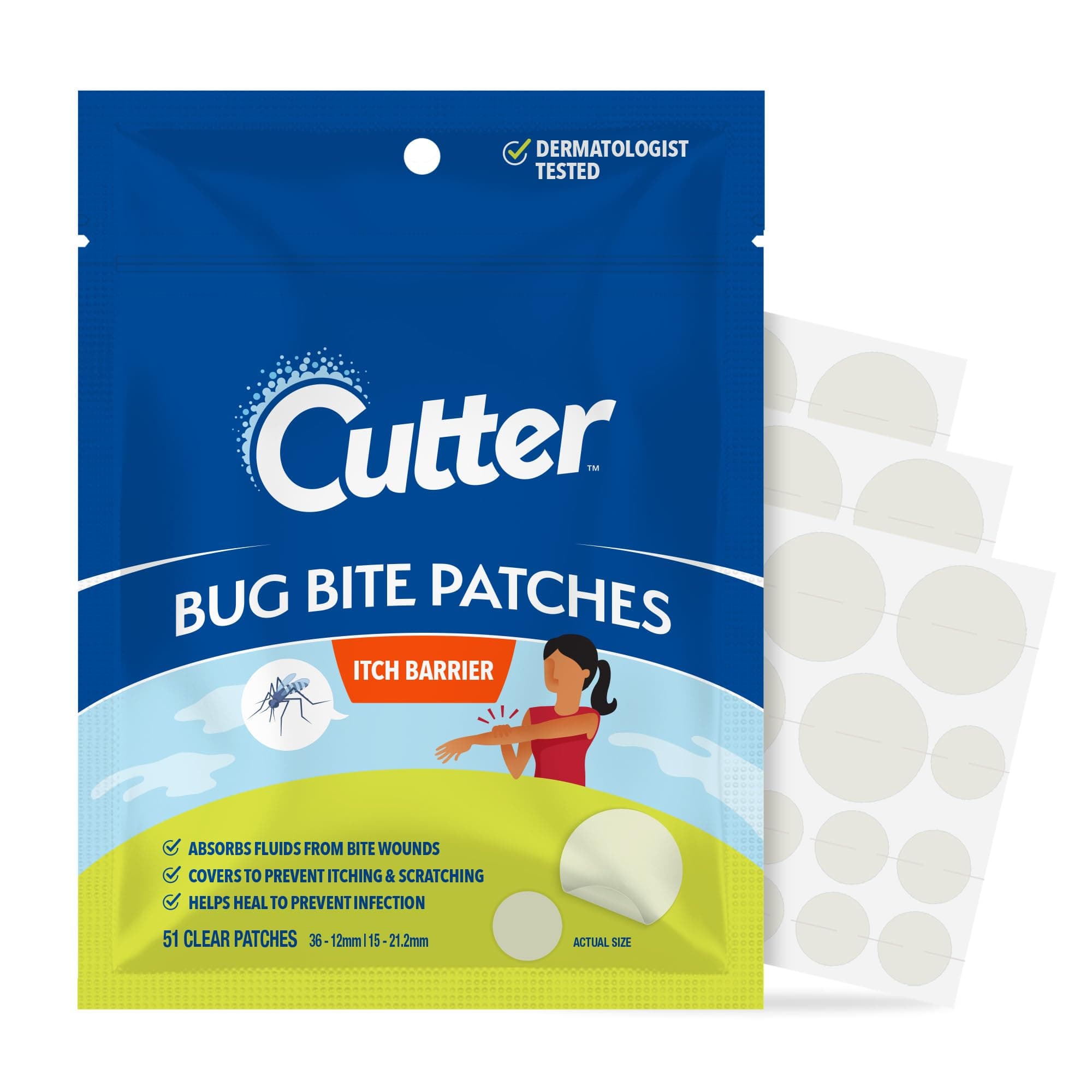 Bug Bite Patches Itch Relief Hydrocolloid Patches for Kids & Adults, Absorbs Fluids, Helps Heal, Prevents Scratching, Mosquito Itch Relief, Hydrocortisone & Suction Tool Alternative, 51 Count