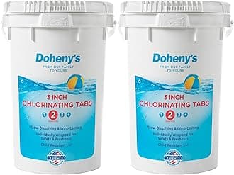 Doheny’s 3-Inch Stabilized Chlorine Tablets for Sanitizing Swimming Pools | 99% Pure Tri-Chlor, 90% Available Chlorine | Long-Lasting, UV-Protected, Slow-Dissolving | Individually Wrapped 100lb Bucket