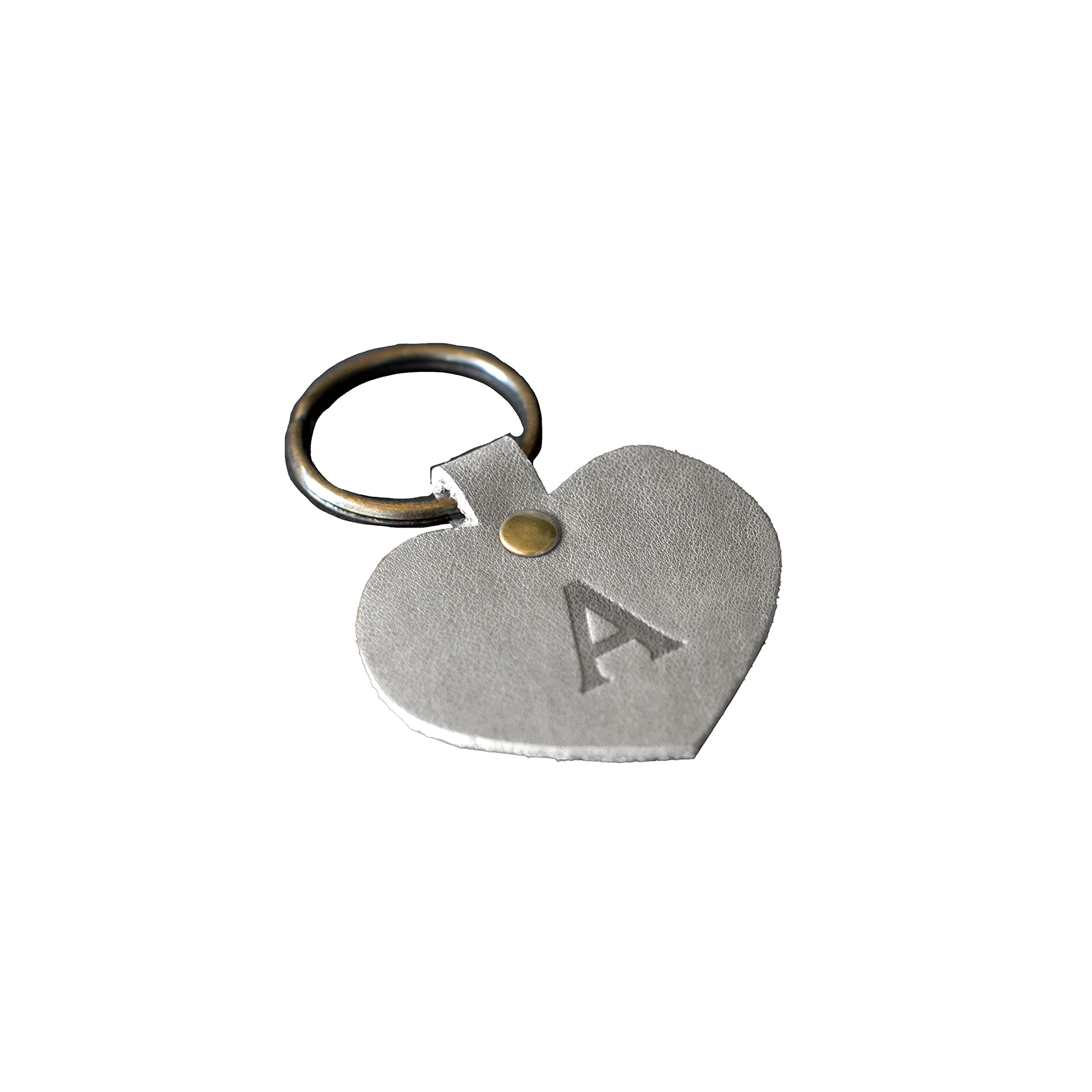 Custom Leather Heart Keychain. Personalized Key fob. Monogrammed Full Grain Leather key chain. Made in USA. Gold and Silver Foil Available