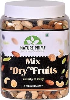 Nature Prime Premium Mix Dry Fruits and Nuts with Almonds| Cashew| Kishmish | Apricot | Black Raisins | kiwi | Dry Fruits, Seeds & Nuts - 900 gm