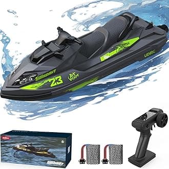 RC Turbo Jet Boat 20+KPH Brushless,2.4GHz Adult RC Jet Ski, RC Boat for Pools, Lakes and Rivers with 2 Batteries, LED Light, Low Battery Alarm