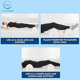 AllSett Health 2 Pack - XXL Half Moon Bolster Pillow for Legs, Back and Head | Semi Roll for Ankle and Foot Comfort with White Cotton Machine Washable Cover | Premium Memory Foam | 2 Pillow System