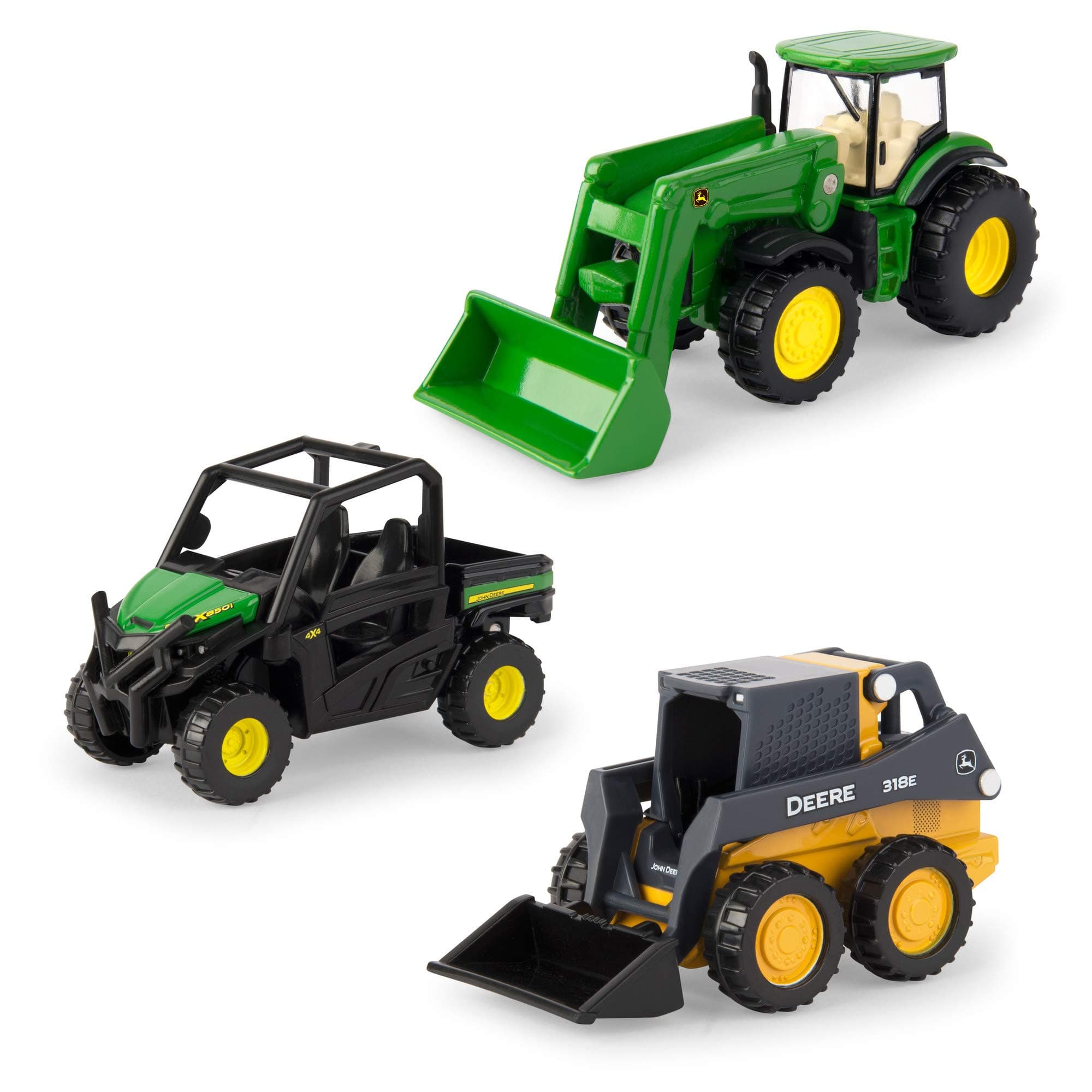 ERTL 3" Iron 3 Pack of John Deere Die-Cast Replicas - Tractor, Gator and Skid Steer Toys , Green