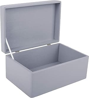 Creative Deco Large Grey Wooden Box with Lid, 30 x 20 x 14 cm (+/- 1 cm), Christmas Box, Wooden Box, Memory Box, Baby Storage Box, Toy Box, Ideal for Wedding, Birthday