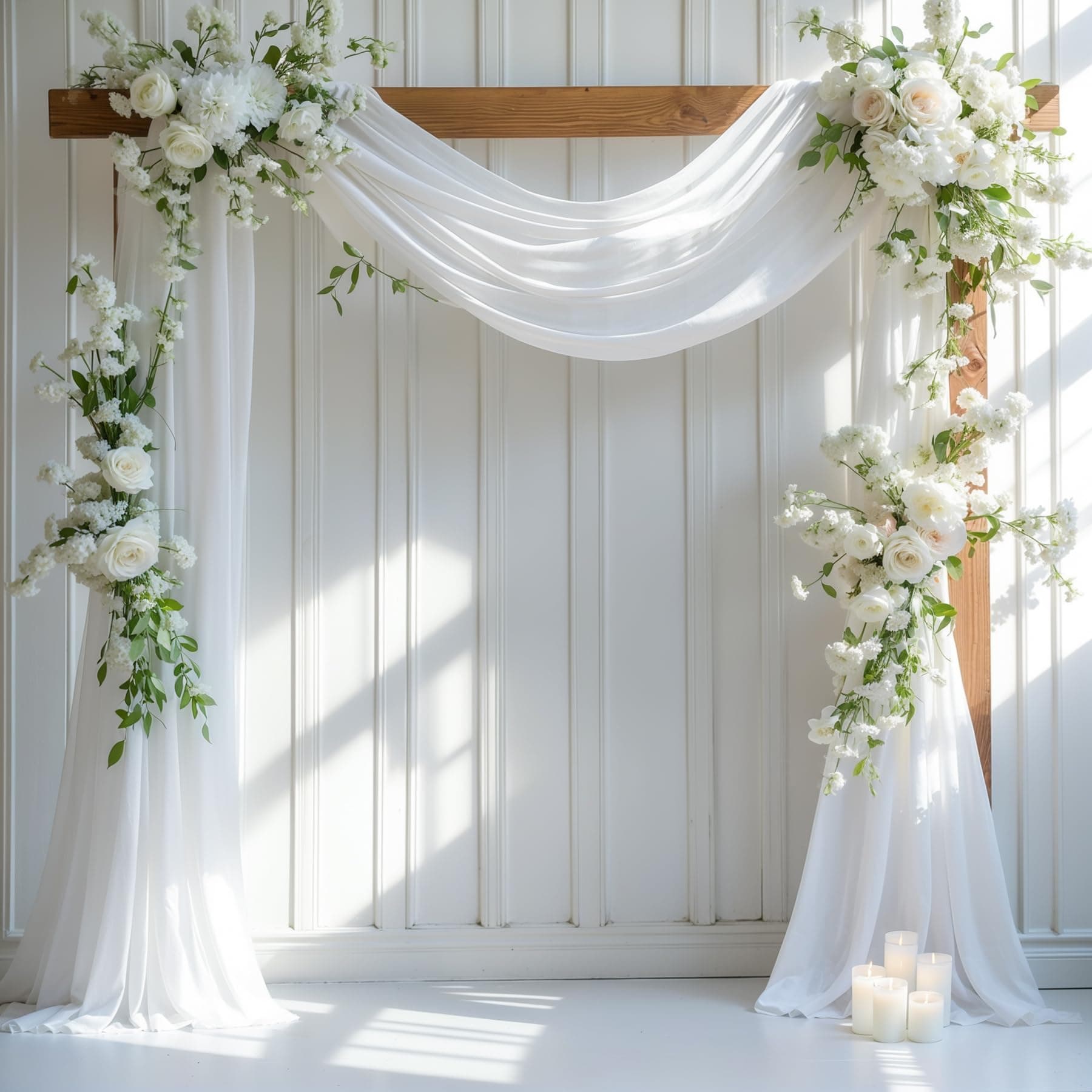 Wedding Arch Drapes Curtains, White Sheer Fabric Drapery Backdrop for Party Ceremony Ceiling Window Decorations 1 Panel 28" x 19Ft