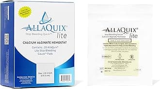 Stop Bleeding Fast – AllaQuix Lite Hemostatic Gauze Pads 2" x 2" – Calcium Alginate Wound Dressing – Sterile, Non-Adherent, High Absorbency – First Aid for Minor Cuts – 20 Count