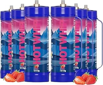 whipped cream charger,6x2112g 3.3L Strawberry Flavor 99.999% Purity Whip Cream Cartridge With Nozzle（6,2112g Strawberry)