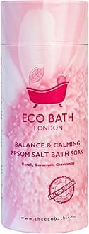 Eco Bath London Balance and Calming Epsom Salt Bath Soak - Tube 1kg, Magnesium Bath Salt Infused with Neroli, Geranium, and Chamomile, Natural Epsom Salts for Bath