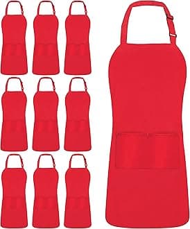 Utopia Kitchen 10 Pack Bib Apron Adjustable with 2 Pockets, Water and Oil Resistant, Cooking Kitchen Chef Apron for Women Men