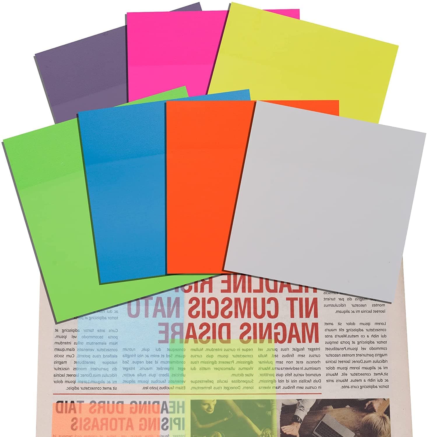 Transparent Sticky Notes Colorful Sticky Note Pads Clear Self Stick Notes 3 x 3 Inches Waterproof Sticky Notes Memo for Office School Planne Studying Message Reminder Christmas Gift,7 Colors