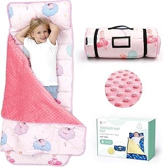 ACRABROS Toddler Nap Mat with Pillow and Blanket, Extra Large Rolled Napping Mats,Slumber Bags for Boys Girls,Kids Sleeping Bag for Daycare, Preschool Travel Camping