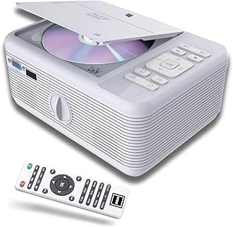 RCA RPJ140 Projector With Built-in Bluetooth & DVD Player - Movie Projector - 1080P Supported For HD, Video & Screens - Portable DVD Projector For Home Theater Compatible With Phone, Laptop, PS4, Xbox