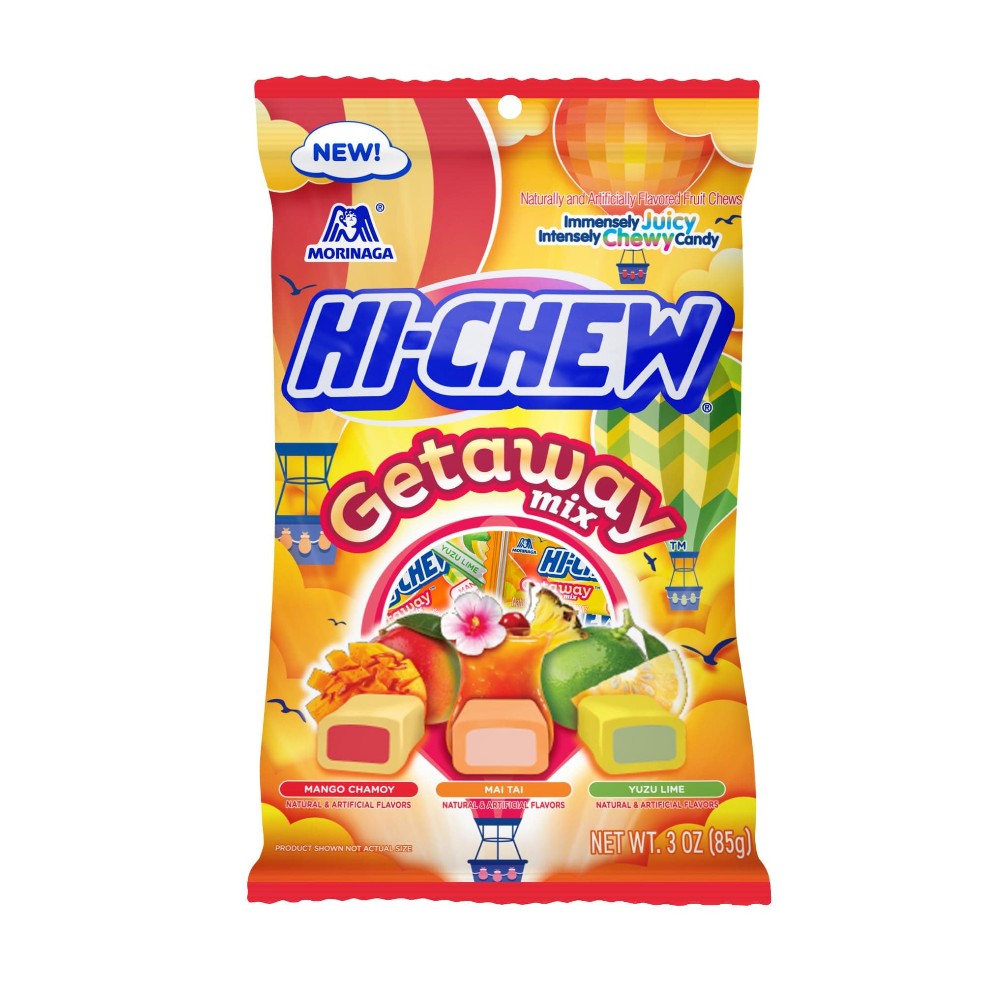 HI-CHEW Easter Candy Getaway Mix, Pack of 6 Bags, 3oz each - Mango Chamoy, Mai Tai, Yuzu Lime - Unique Fun Soft & Chewy Taffy Candy - Immensely Juicy Fruit Flavors - Individually Wrapped for Sharing