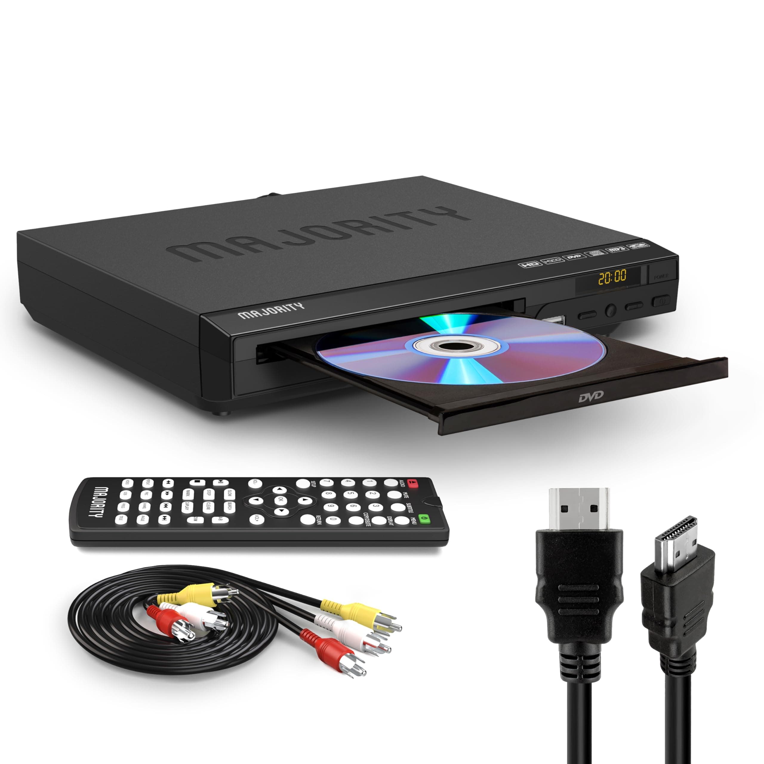 MAJORITY DVD Player for TV with HDMI Input | Multi-Connection & Multi-Region | Slim Design with Remote Control
