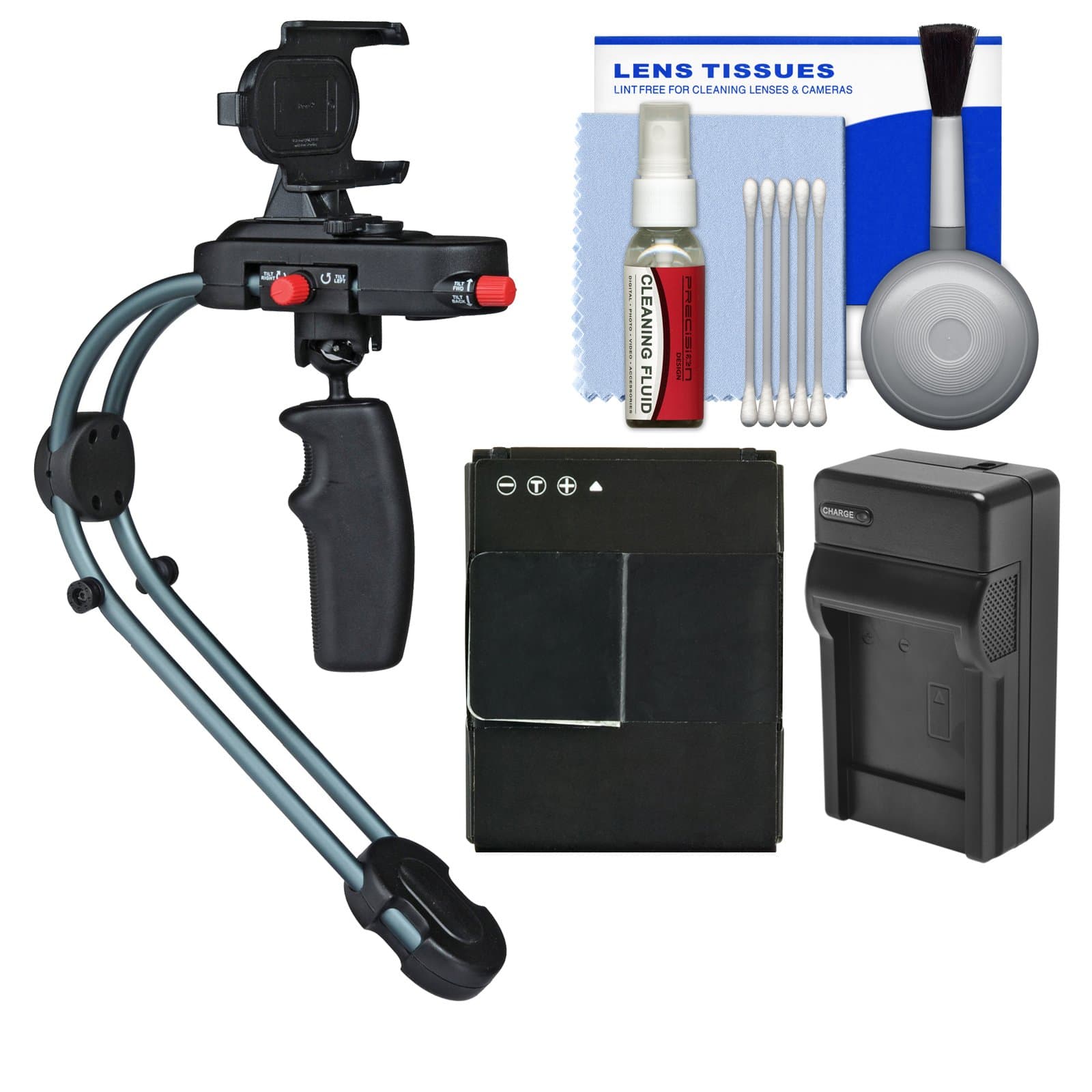 Steadicam Smoothee Video Stabilizer for iPhone 5/5s, GoPro HERO3 with AHDBT-301 Battery & Charger + Accessory Kit for GoPro