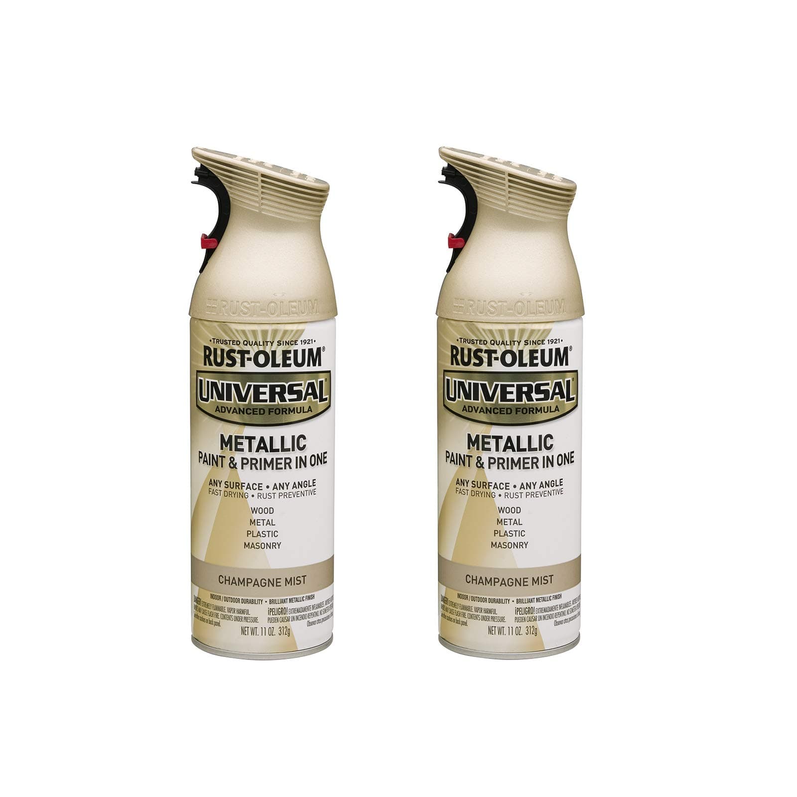 Rust-Oleum 261415-2PK Universal All Surface Metallic Spray Paint, 11 oz, Champagne Mist, 2 Pack