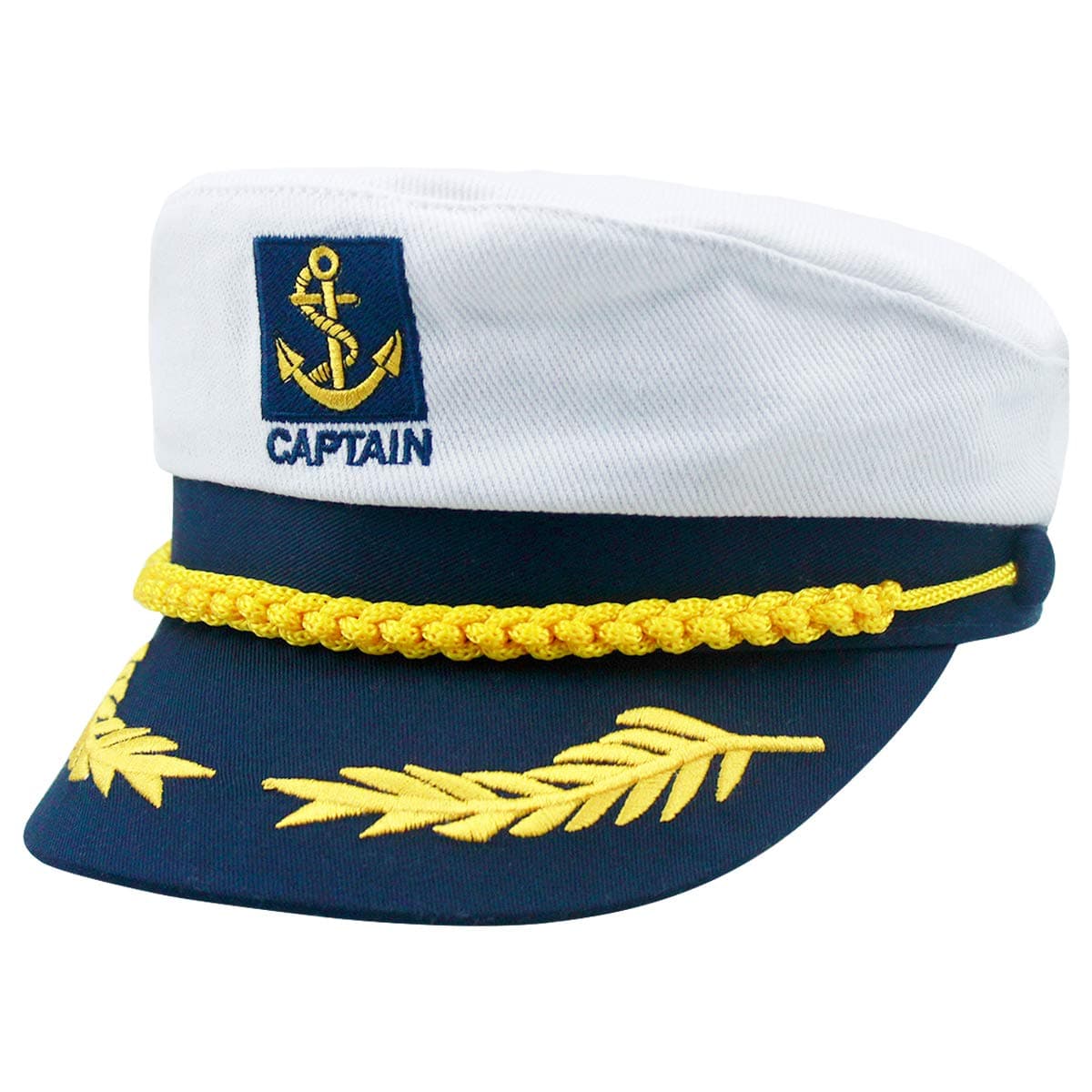 Sailor Hat White Captains Cap Adjustable（20.47“-21.25”） -Costume for Children Perfect for Carnival - One Size (White)