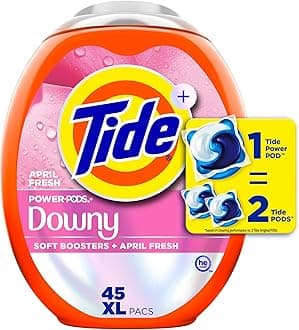 Tide Power PODs + Downy Laundry Detergent Pods, 45 Count, Soft Boosters + April Fresh