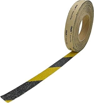 S&X Anti Slip Tape 1" x 60' Black and Yellow Safety Non Slip Strip, High Traction Grip Tape for Stairs, Steps, Ramps, Boats, Decks, Long-Lasting, Waterproof, Weather-Resistant