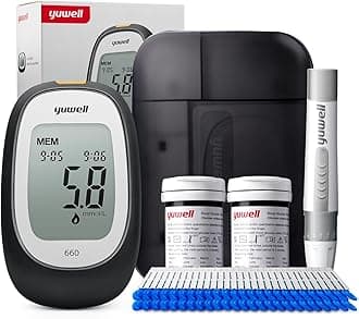 yuwell Blood Sugar Monitor and Test Kit | Test Strips x50, Lancets x50 | Glucose Monitor with Diabetes Testing Kit, 500 Readings, Ultra Light, Advanced Chip, Easy Strip Ejection