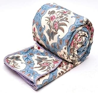 COZY FURNISH Super Soft Double Bed Dohar 84x96 Inches, Brushed Microfiber Cotton AC Blanket, Lightweight Flannel Throw, Lahariya Fabric Edging, Summer & AC use Mild Winter, Machine Washable