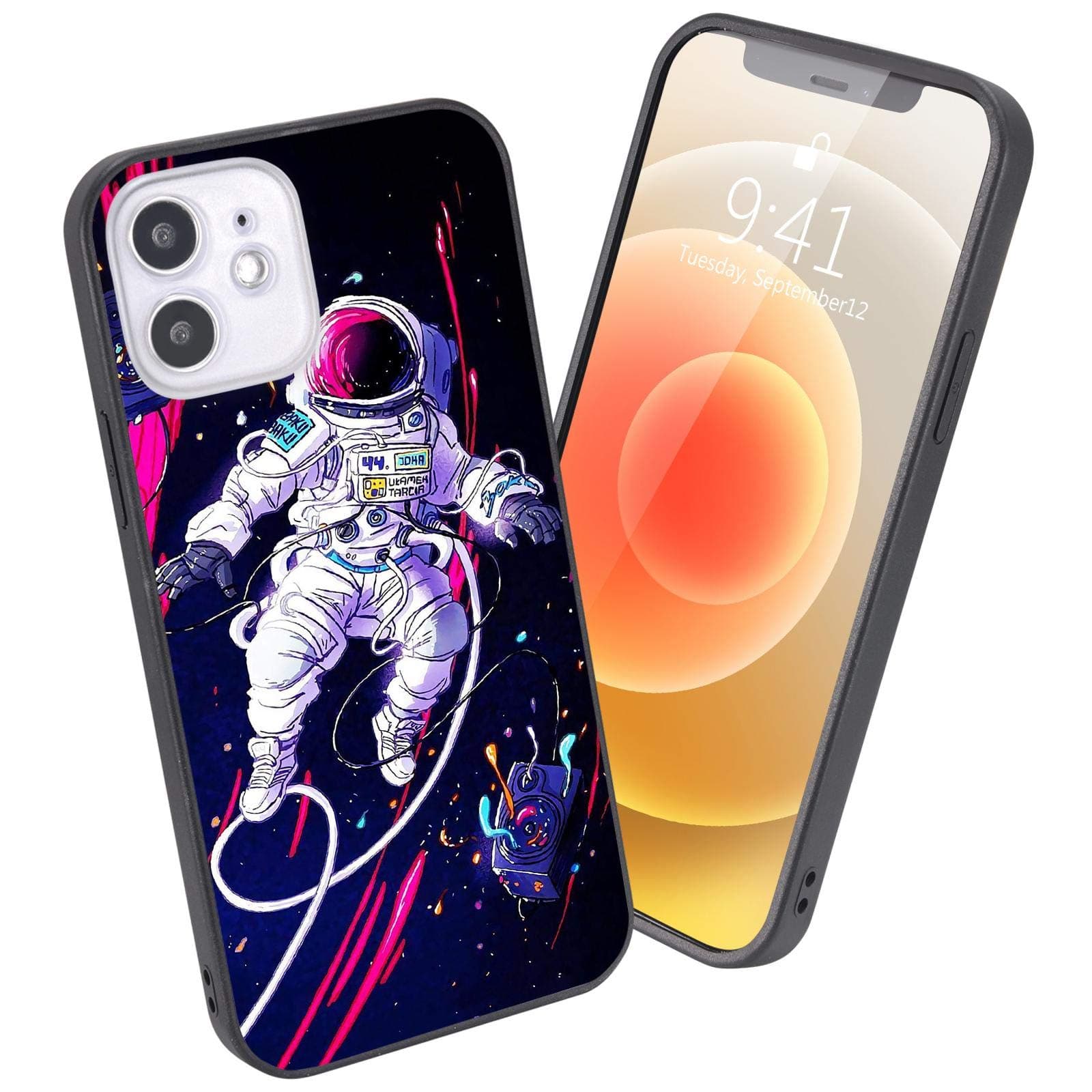 LuGeKe Colorful Astronauts Phone Case for iPhone 7 Plus/iPhone 8 Plus,Astronauts Spacewalk Patterned Design Case Cover,Hard PC Back with TPU Bumper Anti-Stratch Bumper Protective Cool Boys Phonecase
