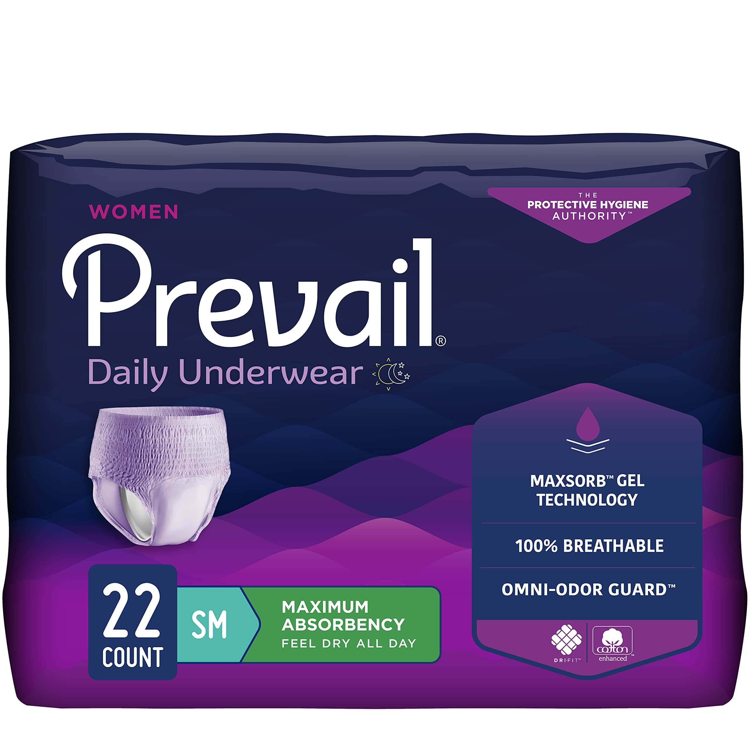 Daily Underwear Disposable Underwear Female Pull On with Tear Away Seams Small, PWC-511, Maximum, 22 Ct