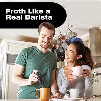 Bean Envy Milk Frother Handheld for Coffee - Electric Hand Blender, Mini Drink Mixer Whisk & Coffee Foamer Wand with Stand for Lattes, Cappuccino, Matcha and Hot Chocolate - Kitchen Gifts - Light Blue