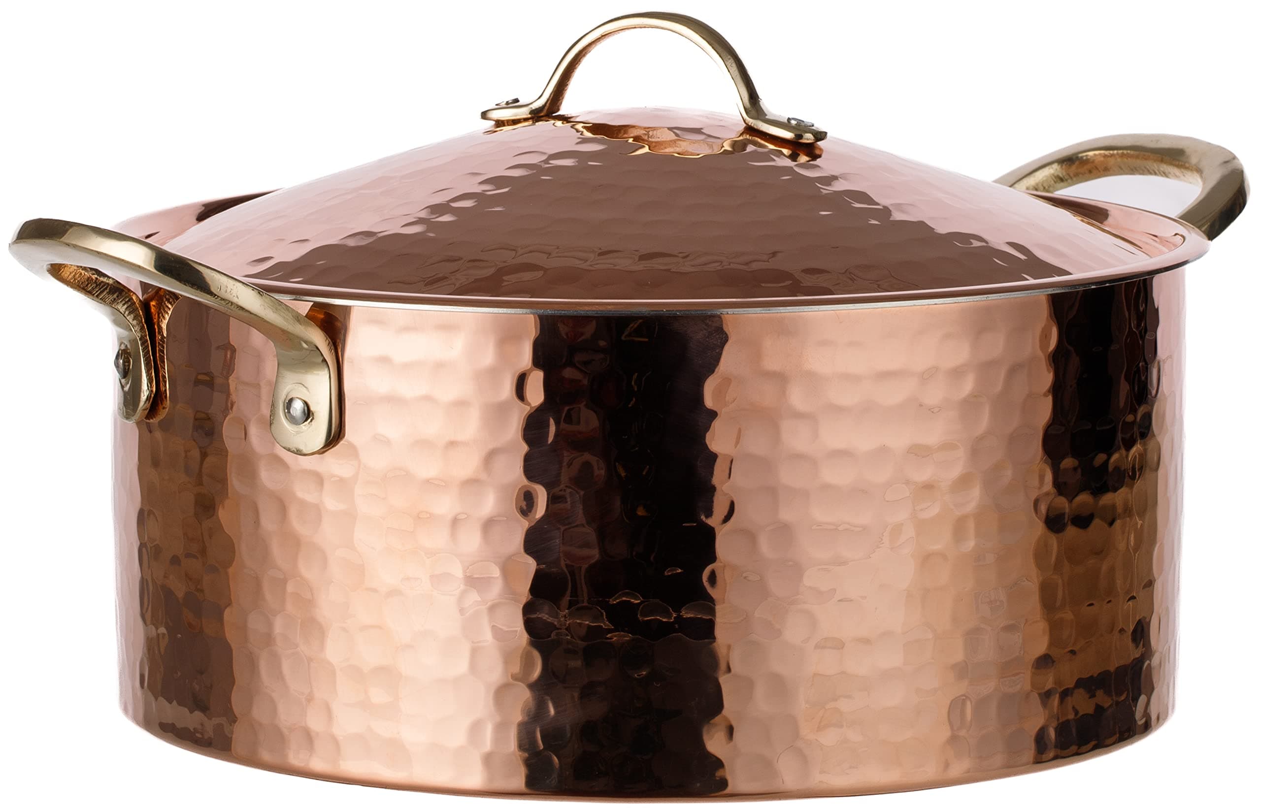 DEMMEX 1.2MM Thick Hammered Copper Soup Pot Casserole Pan Dish Dutch Oven, 4 Quarts (9" x 4")