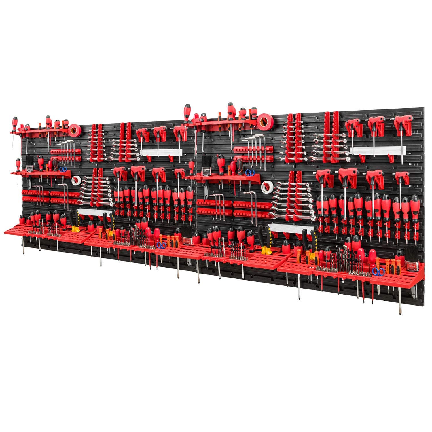 Tool Wall 2304 x 780 mm Set of 116 Tool Holders With Perforated Storage System Workshop Shelf