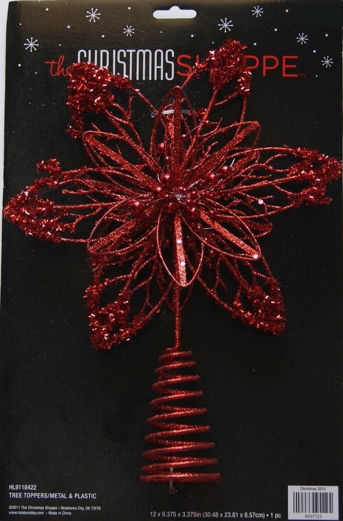 Christmas Shoppe Tree Topper - Red Star - 12'' x 9.3'' x 3.3''