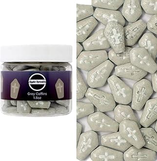 Mystic Sprinkles Halloween Candy Shape Sprinkles (Grey Coffins, 2oz Jars)