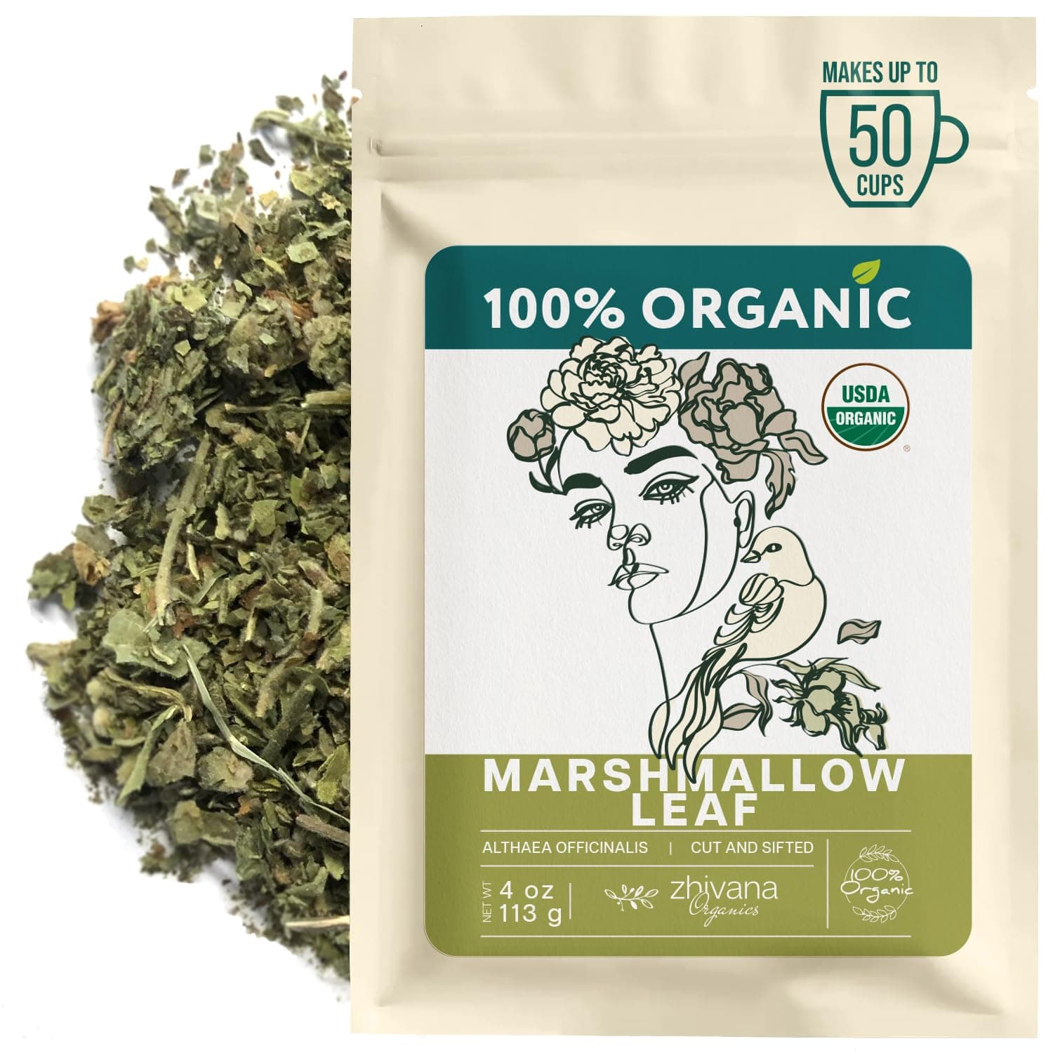 Marshmallow Leaf Tea Loose (4 oz.) - Marshmallow Tea Organic (Hoja de Malvavisco) - Marshmellow Leaf Herb for Throat and Stomach Coat - Soothe Digestive Discomfort - Respiratory Health