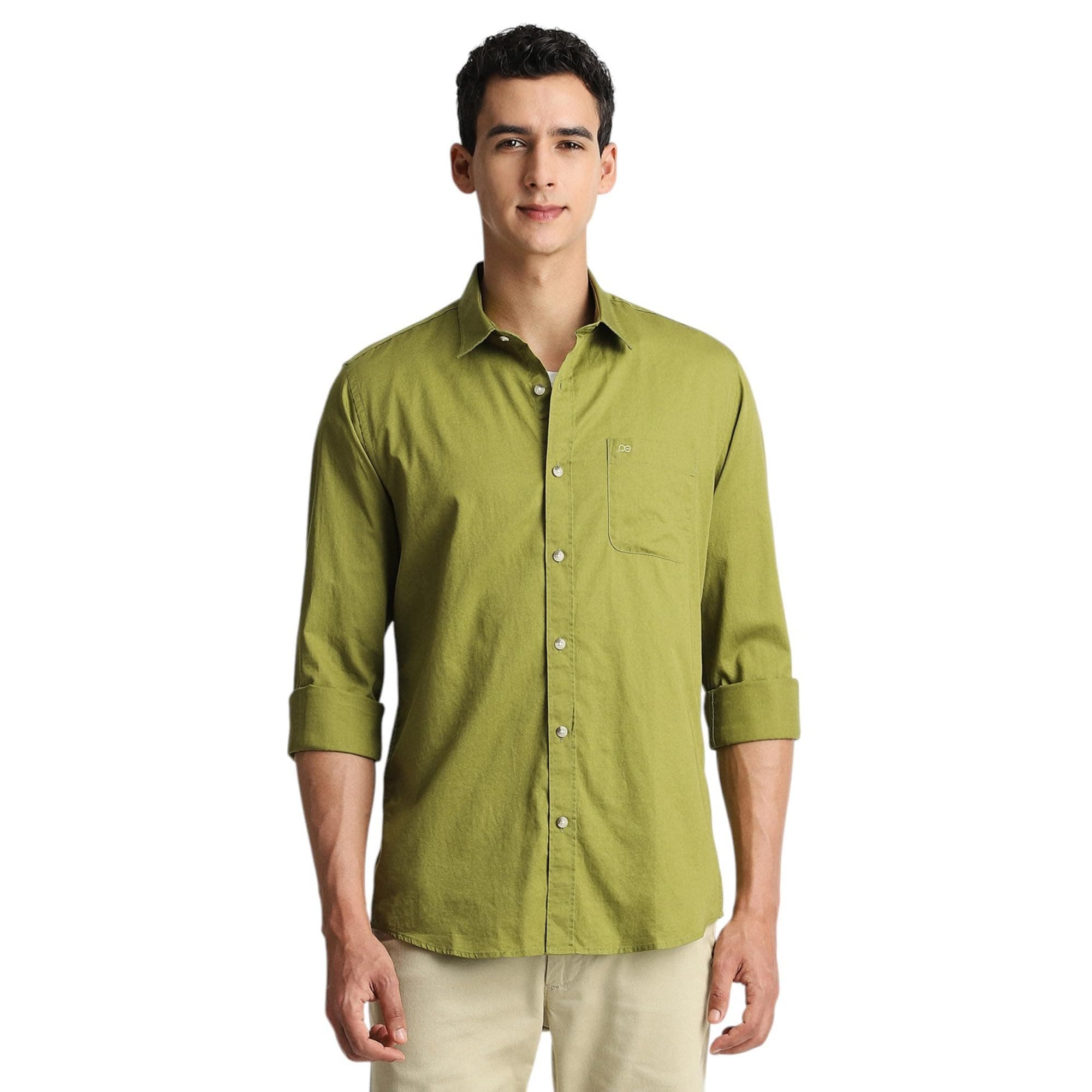 Peter England Men's Cotton Slim Fit Solid Full Sleeve Casual Shirt