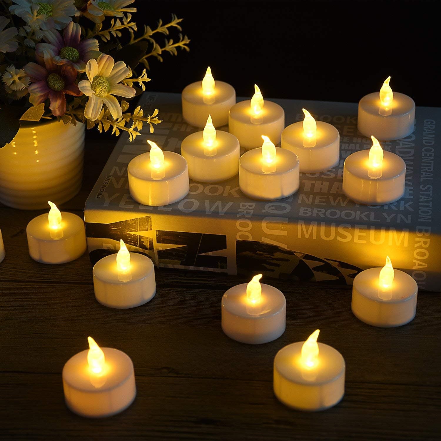 125 Pack LED Flameless Tea Light Candles, Battery Tea Light Candles, Warm White Realistic Flickering Bulb Light for Weeding, Votive, Patry, Home