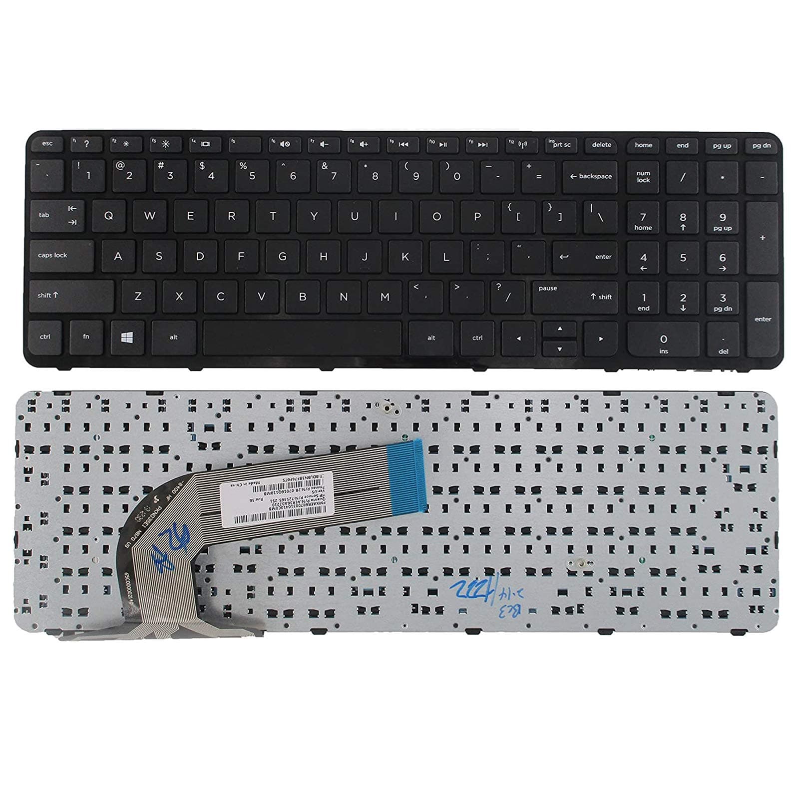 Keyboard Replacement with Frame Compatible with HP Pavilion 17-E 17-E000 17-e100 Serries Laptop Black US Layout