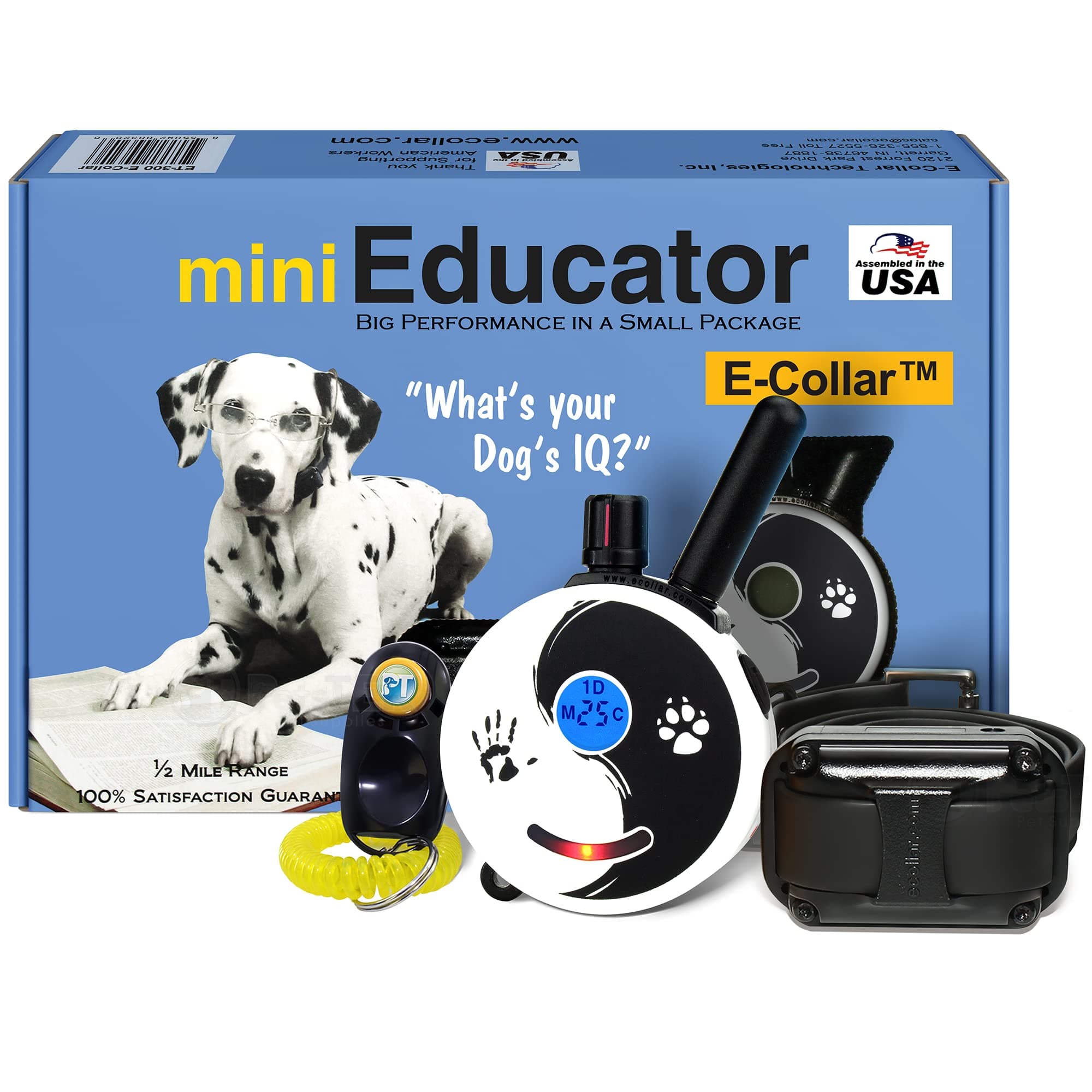 Educator E-Collar - ET-300ZEN - 1/2 Mile Remote Waterproof Trainer Mini - Static, Vibration and Sound Stimulation Collar with PetsTEK Dog Training Clicker